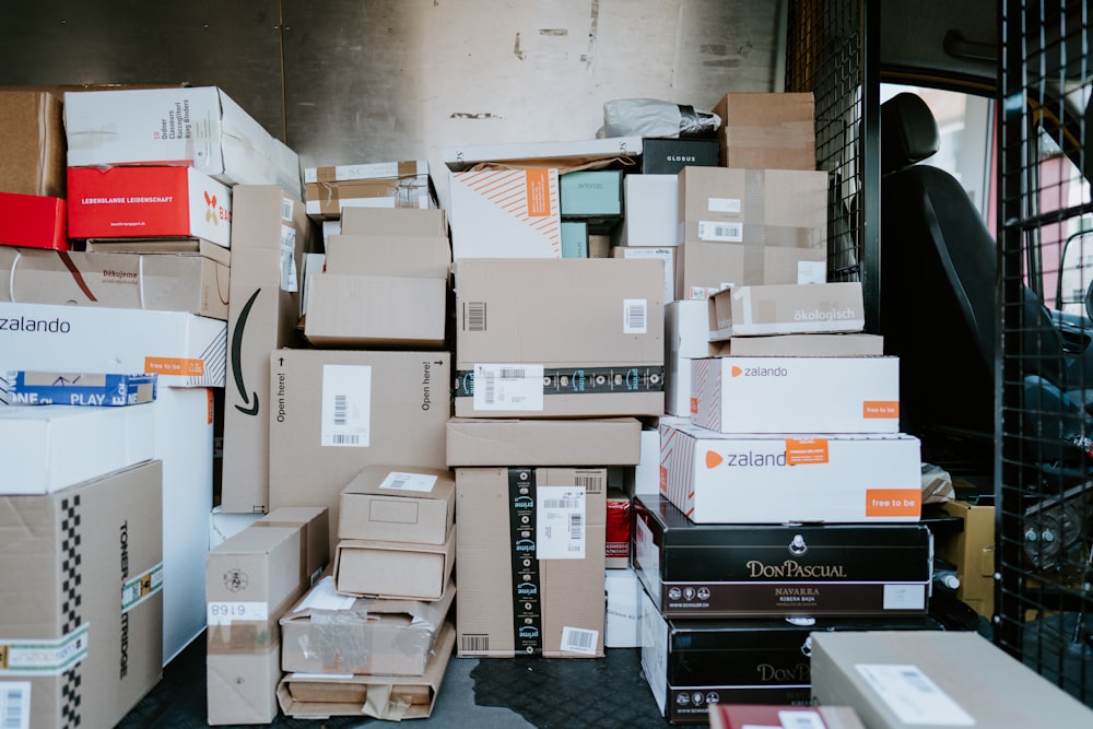 Stacked parcels ready for dispatch