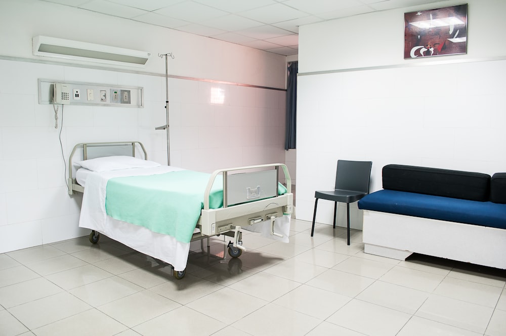 Clinical room with a hospital bed